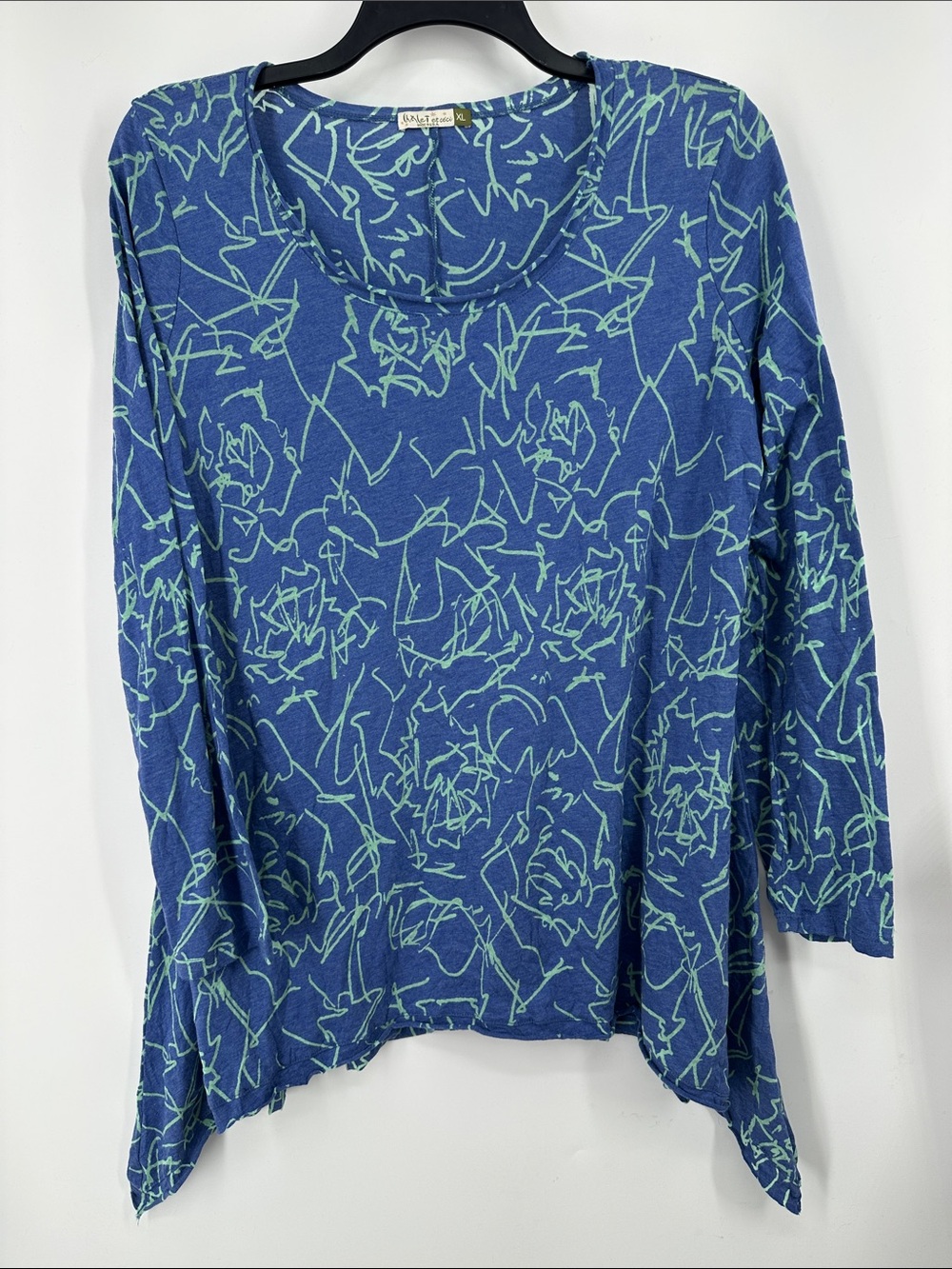 Women's Chalet Blue Scribble Scoop Neck Top